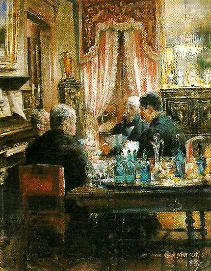 Carl Larsson spelparti-interior fran furstenbergska hemmet oil painting picture